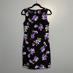 Black and Purple Floral Sleeveless Dress
